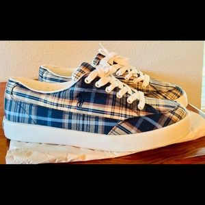 Polo Ralph Lauren Plaid Canvas Lace-Up Sneakers